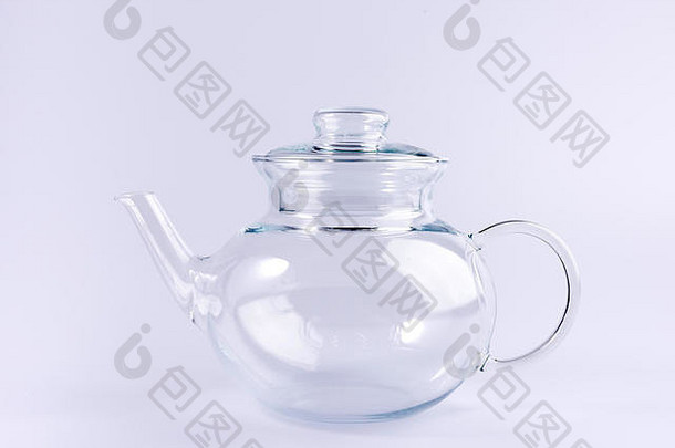 空透明的茶壶孤立的白色背景