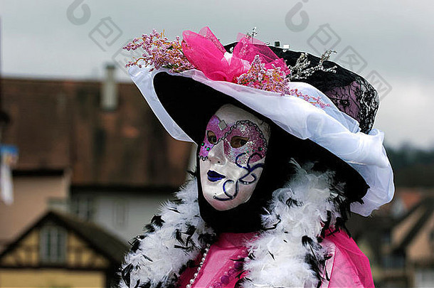 威尼斯狂欢节面具肖像美丽的面具拍摄开放街威尼斯狂欢节