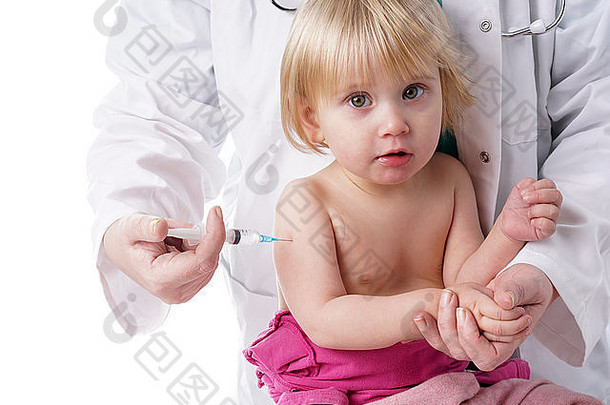 医生婴儿女孩注射女孩注射家庭医生医生孩子injec