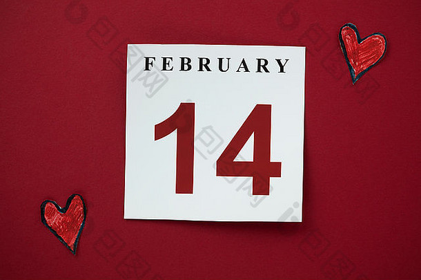 情人节一天2月红色的心