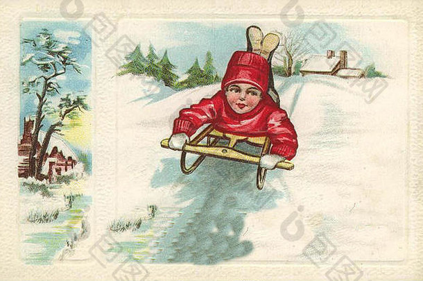 古董可爱的圣诞节卡设计年龄可爱的插图