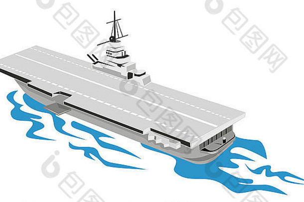 插图世界战争海军飞机航空公司船海查看空中视图高角