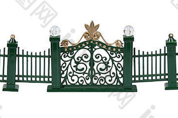 金属栅栏漩涡形装饰画绿色门入口路径包括