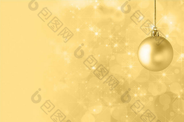 金黄色的圣诞节小玩意暂停黄金字符串明星填满闪闪发亮的散景背景衰落固体颜色提供复制