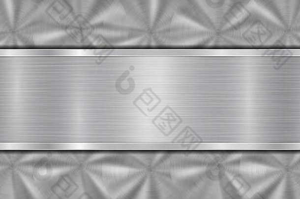 背景银灰色的颜色组成闪亮的金属表面水平抛光板位于集中金属纹理