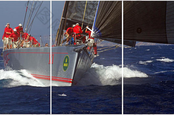 科斯塔Smeralda撒丁岛马克<strong>西游</strong>艇赛船会三张相联图片模制字段印刷装饰面板