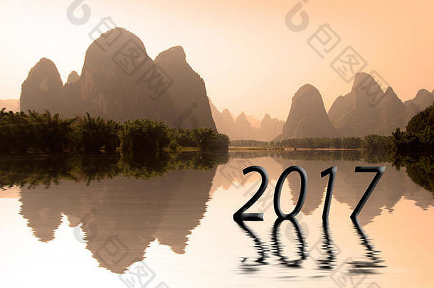 写中国人景观日落亚洲一年概念