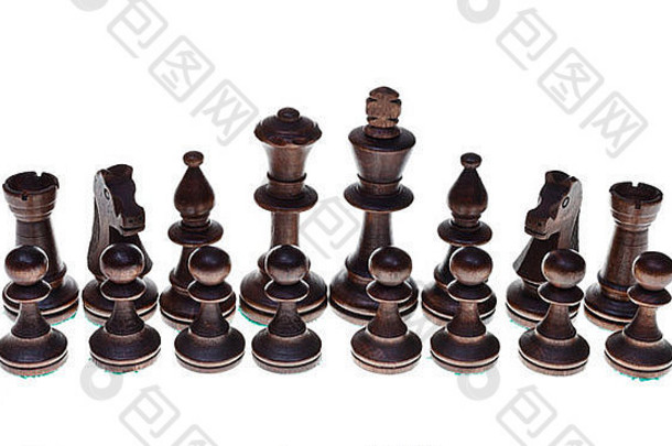 集黑色的国际象棋数据孤立的白色背景