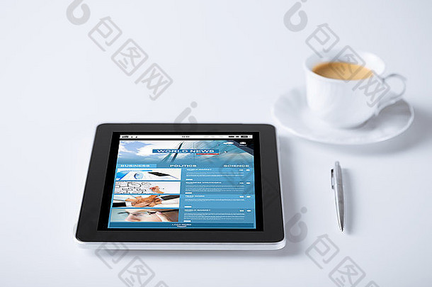 平板电脑世界新闻网络页面咖啡