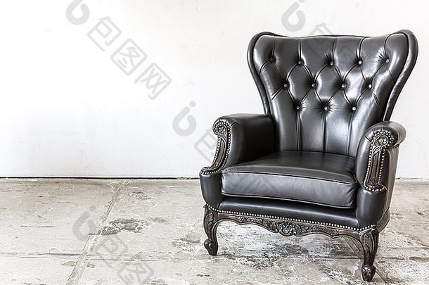黑色的真正的皮革经典风格椅子