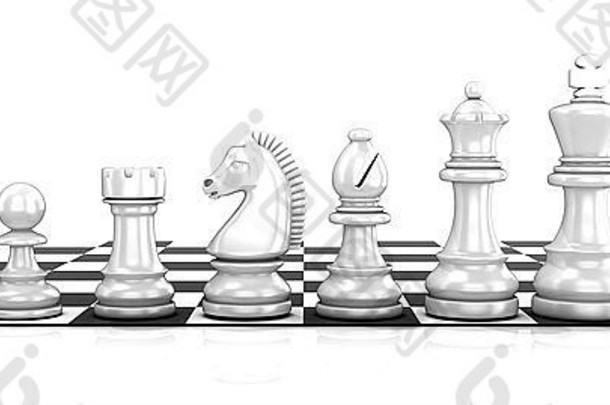 国际象棋白色块站董事会孤立的白色背景