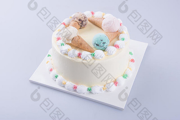 蛋糕冰奶油蛋糕白色背景