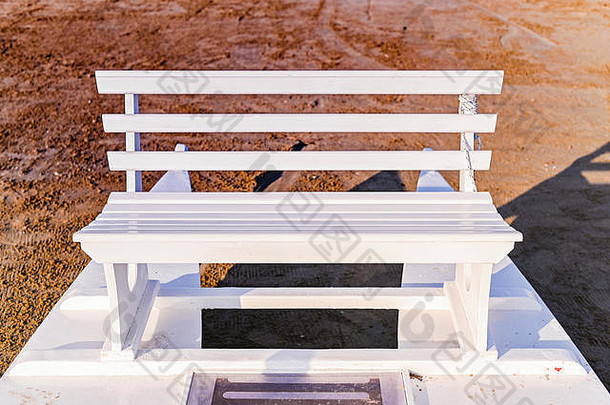 白色木板凳上海滩自然照明街照片免费的空间文本