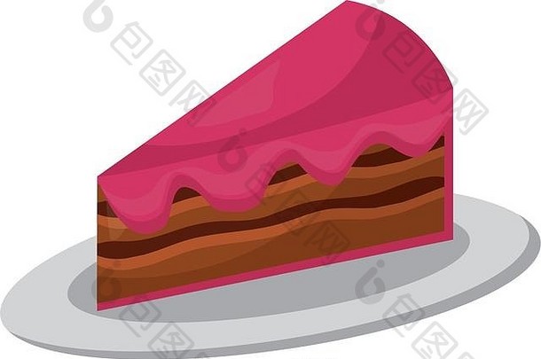 甜蜜的蛋糕片孤立的图标