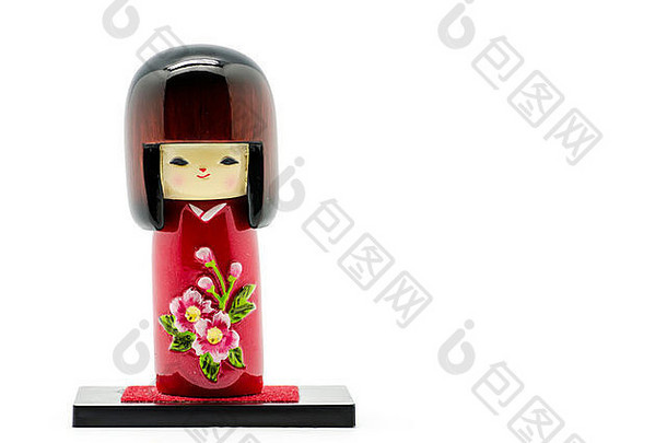 典型的日本娃娃科克希白色背景