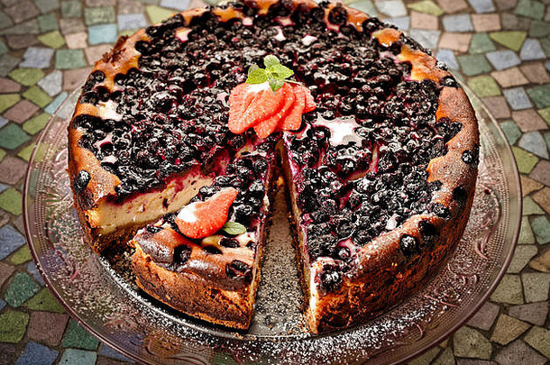 蓝莓芝士蛋糕草莓