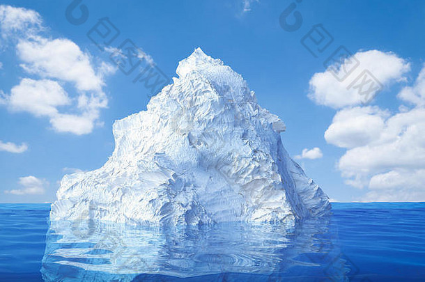 呈现冰山浮动蓝色的海洋
