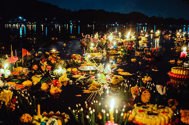 法水灯节日阿来水灯一天受欢迎的节日泰国庆祝每年留下一天十二月球