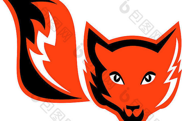 图像显示红色的狐狸尾巴孤立的白色
