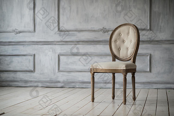 生活房间古董时尚的光椅子奢侈品白色墙设计浅浮雕粉刷模具罗科科元素