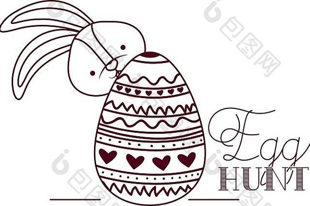 蛋亨特标签兔子孤立的图标