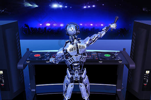 机器人阀瓣骑师Cyborg麦克风玩音乐转盘安卓阶段迪杰音频设备回来视图呈现