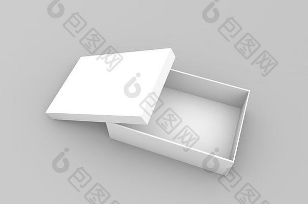 空开放盒子灰色的背景渲染插图