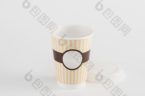 空咖啡纸杯外卖孤立的白色背景