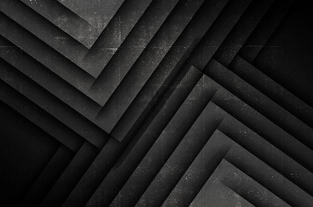 最小的黑色的摘要背景<strong>几何</strong>模式角落粗糙的混凝土纹理呈现插图