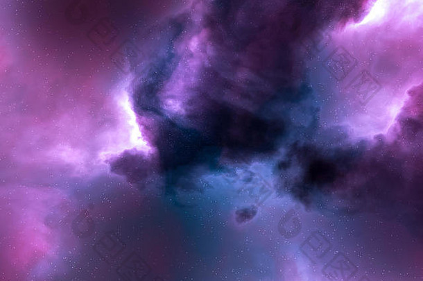 粉红色的紫色的星云空间星星天空插图背景