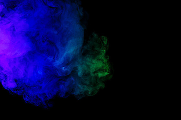 摘要艺术颜色蓝绿色烟水烟黑色的背景背景万圣节纹理雾设计元素