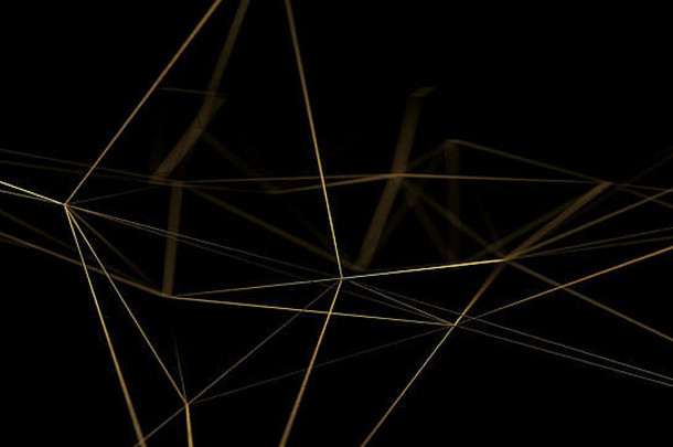 黄金行黑色的背景金多边形奢侈品网络发光闪闪发光的设计渲染插图