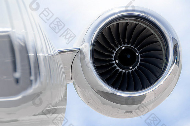 飞机引擎特写镜头现代私人飞机飞机庞巴迪全球表达