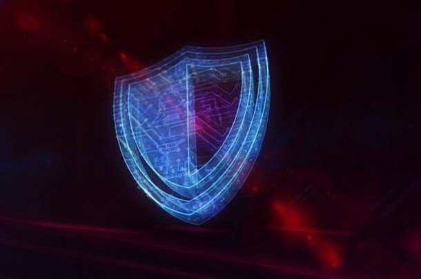 网络安全数字盾防火墙电脑保护技术未来主义的概念象征工作电脑董事会电路ABS