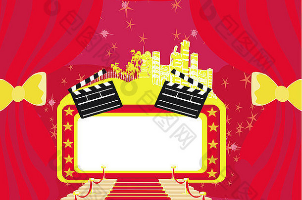 红色的地毯好莱坞第一摘要卡电影克拉珀董事会框架