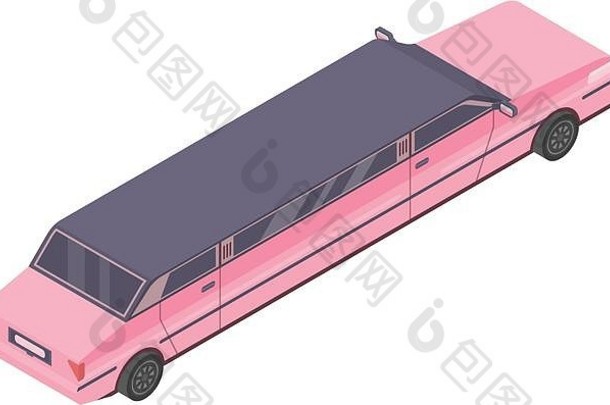 粉红色的豪华轿车图标等角风格