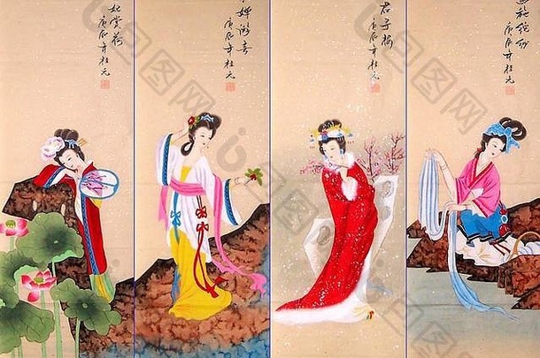 美丽的古董东方中国人艺术
