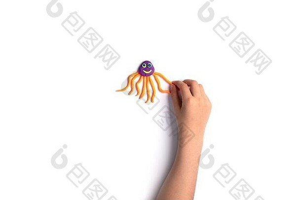 容易橡皮泥工艺学龄前儿童水母章鱼指令Diy简单的活动孩子手