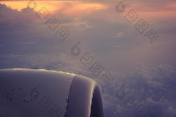 空中视图飞机窗口飞行旅行背景