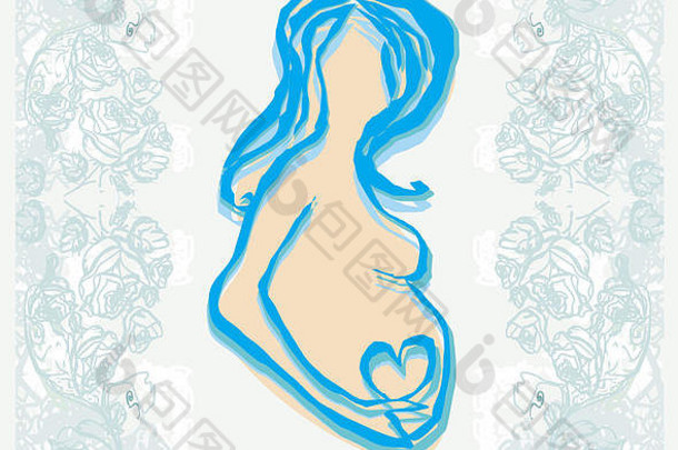 怀孕了女人摘要背景婴儿淋浴卡