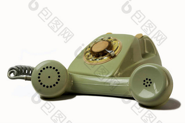 古董电话接收机孤立的白色背景