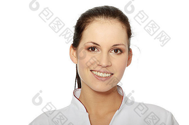 年轻的女医生护士孤立的白色背景