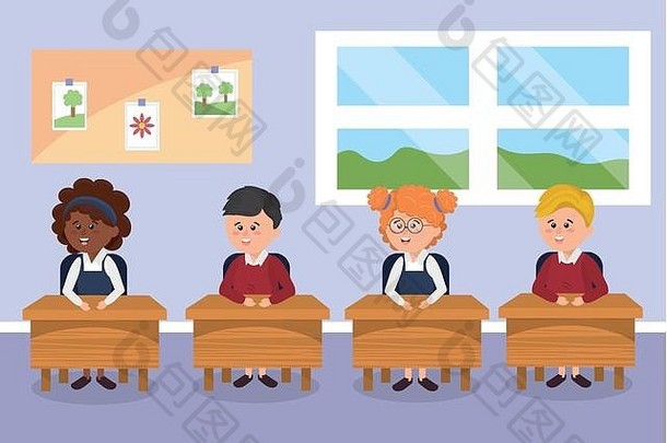 学生孩子们学校桌子上教室