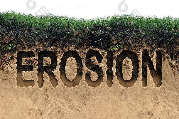 侵蚀概念沿海悬崖前土壤沙子侵蚀环境损害象征土地损失由于