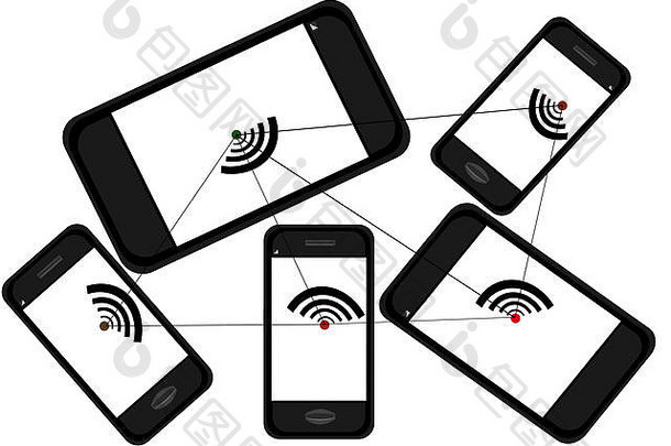 集合智能手机概念网络沟通媒体