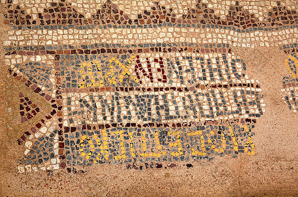 平铺的地板上古老的腓立比东部马其顿北部希腊七