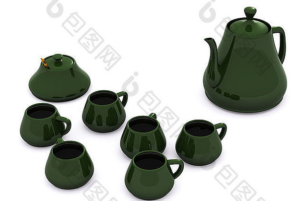 绿色茶集餐具