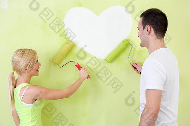爱夫妇心绘画墙