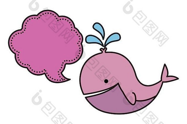 可爱的鲸鱼动物婴儿演讲泡沫