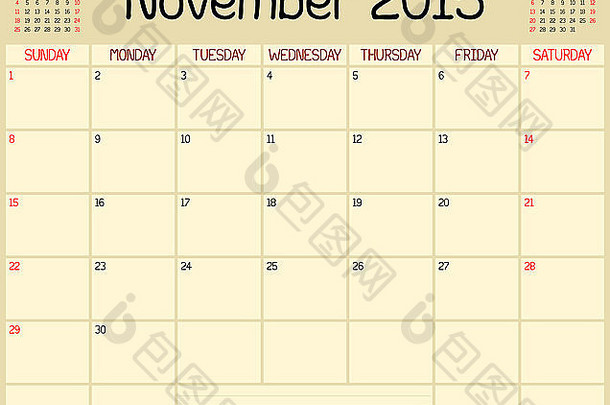 每月规划师日历11月自定义手写的风格
